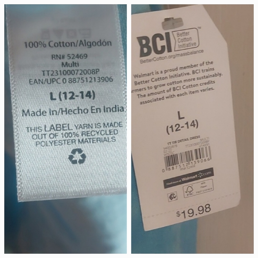 Time And Tru Blue Tie Dye Ruffle Tie Shoulder Midi Dress Sz L - Picture 17 of 17